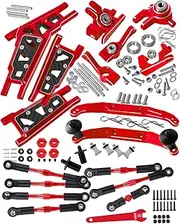 RCMYou Upgrades Part for 1/10 Slash/Rustler/Stampede/Hoss 4x4 VXL 4wd,Alloy Turnbuckles Camber Links,Caster Block,Steering Blocks,Rear Stub Axle Carriers,Body Mounts,Suspension Arm,Red