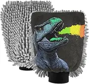 XYMZR Dinosaur Splash Colors Absorbent Microfiber Car Wash Mitt, Funny Cute Anime Scratch Free for Cars Cleaning, Home Cleaning Mitts, 2 Pack, 10.24” L x 7.09” W