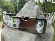 Large Handmade Heavy Duty Dog Collar Green St. Patrick’s Day NEW