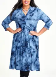 TS TAKING SHAPE plus size M / 20 Jacquard Tie Dye V-Neck Dress boho NWT rrp$130!