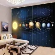 How Many Planets Arranged 3D Blockout Photo Print Curtain Fabric Curtains Window