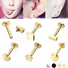 4pc Multi Shape Rose Gold Labret Ring Internal Thread Steel Bar Lip Ear Piercing