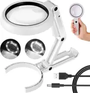 30X 10X Magnifying Glass with Light and Stand, Foldable Handheld Magnifying Glas