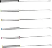 iplusmile 6pcs Barbecue Forks Handle Stainless Steel Fondue Skewers for Cheese Chocolate and Dessert Heat Resistant and Easy to Clean for Hot Pot and BBQ