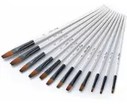 Paint Brushes, 12 Pieces Flat Paint Brushes Brushes for Watercolor, Acrylic - White