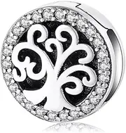 [Generic] Family Tree Of Life Clip Charm Genuine 925 Sterling Silver Compatible With Reflexions Bracelet Reflections