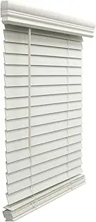 METRO GALAXY 2" Faux Wood Venetian Horizontal Blinds, Partial Inside Mount Cordless Window Blinds, 18" x 48", White