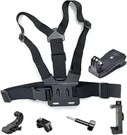 JAMUILS Chest Mount Harness and Backpack Shoulder Strap Mount with Phone Clip for Action Camera and Phone Filming Accessories, Compatible with GoPro DJI OSMO Insta360 iPhone 13 Samsung Pixel