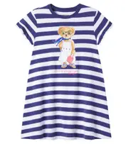 [Polo Ralph Lauren Kids] Polo Ralph Lauren Kids Polo Bear striped cotton dress Y 1,5-2 blue