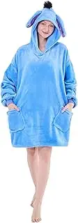 [NEWCOSPLAY] Wearable Blanket Hoodie Plush Cozy Oversized Sweatshirt with Pocket for Adult (Two pockets of Donkey, Adult), Two Pockets of Donkey