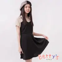 在飛比找Yahoo奇摩購物中心優惠-betty’s貝蒂思 點點微透膚假兩件式洋裝(黑色)