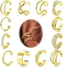 12Pcs Ear Cuff Earrings for Women Non Piercing 14K Gold Plated Ear Cuffs Non Pie