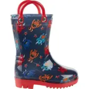 Brand new Magellan size 6 Toddler Boys navy blue monster PVC rain boots