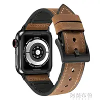 在飛比找樂天市場購物網優惠-錶帶 適用蘋果手表真皮apple watch6表帶瘋馬棕紋i