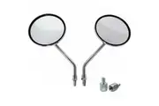 Motorcycle Scooter Pair of Chrome Round Mirrors 8mm 10mm Thread round Silver