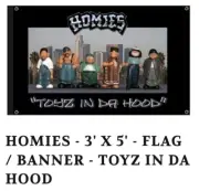 DGA HOMIES BANNERS TOYZ IN DA HOOD 3' x 5' GANGSTER LOWRIDER DAVID GONZALES ART