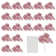 20 Sets Artificial Hydrangea Flower Heads with Stems for Bouquet,Deep Red