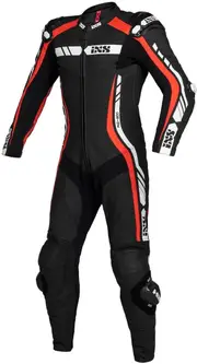 IXS Sport RS-800 1.0 One Piece Motorcycle Leather Suit, black-white-red, Size 52 for Men Black White Red