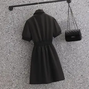 胖胖美依 大碼洋裝 連身裙 M-4XL新款設計感小眾收腰顯瘦心機赫本風小黑裙3F140-1380.