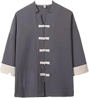 [Generic] Men's Tops Tang Suit Traditional Chinese Style Loose Shirt Chinese T-Shirt Tops Thin