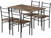 Artiss Dining Table and Chair Set of 5 Bar Tables Chairs Setting Dining Desk Nursing Reading Seating Home Living Room Bedroom Kitchen Cafe Outdoor Indoor Furniture, 4 x 42cm Height Seat Walnut