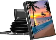 [BFDHGQZC] Credit Card Holder for Women Men,Mini RFID Blocking Aluminum Slim Metal Wallet Business Card Organizer ID Card Case Professional Stainless Steel Pocket Wallet, Sunset Beach Palm Trees