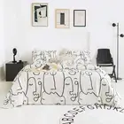 Face Patterned Duvet Cover King 100% Cotton Black and White Geometric Duvet Cove