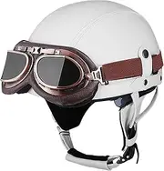 Motorcycle Half Helmet with Built-in Visor Open Face Motorcycle Helmet Adult Motorcycle Vintage Helmet with Visor and Removable Liner Unisex DOT/ECE Approved