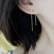 925 Sterling Silver Threader Earrings 1 Pair - Gold - 5.5cm