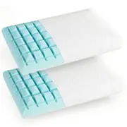 Costway Twin Pack Pillow Resilient Bed Pillow w/Blue Memory Foam Retachable Bed Cushion Back Zipped Wedge Pillow Back Support