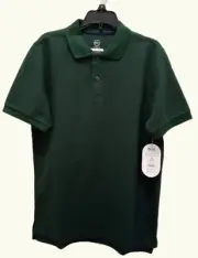 NWT Wonder Nation Forest Green Polo Shirt - Boy's Size 14/16 XL School Uniform