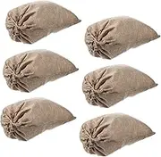 Anneome 6pcs Reusable Burlap Drawstring Bags for Food Storage Durable Vegetable Pouches Grocery Tote for Fruits Vegetables