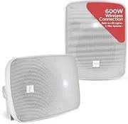 Pyle PDWR54BTW Waterproof and Bluetooth 5.25'' Indoor/Outdoor Speaker System, 600 Watt, White, Pair (White)