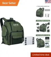 Fishing Tackle Backpack with 4 Tackle Boxes, Rod Holder, Protective Rain Cove...