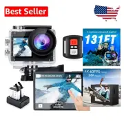 Compact 4K Action Camera - 131FT Waterproof, Ideal for Extreme Sports & Travel