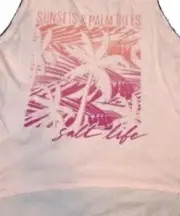 Salt Life Peach Breezy Tank Top "SUNSETS & PALM TREES" WOMEN'S JUNIORS LG NWT
