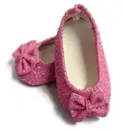 Pink Glitter Bow Shoes made for 18" American Girl Doll Clothes