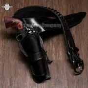 Western Tooled Leather Gun Holster with Belt For .22 357/.38 cal Revolver Pistol