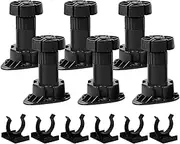 Tongdejing 6 Pcs Adjustable Kitchen Cabinet Legs,with 6 pcs Toe Kick Clip Plinth Feet Clips Cupboard Plastic Height Furniture Cupboard Leg Adjustable Feet for Kitchen Bathroom Cabinet (size:80-130mm)