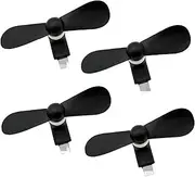 TRIIFON Personal Mini USB Fan for Cellphones - 4 Pack Portable Cell Phone Fan for iPhone, Small Pocket Fan Travel Fans Plug in Mobile Phones Fast Cooling for Summer Outdoor (Black)