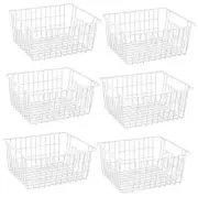 Wire Storage Baskets, Large Farmhouse Metal Freezer Basket 6 Pack White