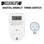 Digital Timer Switch Electronic 12/24 Hour Weekly Programmable Timing Socket EU