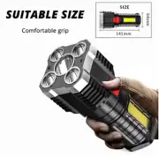 5 LED High Power Flashlights Rechargeable Camping Spotlight Side Light 3 Mode US