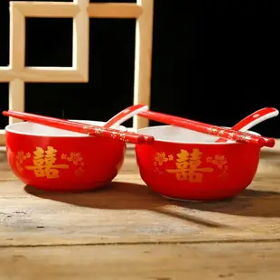 飯碗家用陶瓷碗過年大紅碗喜慶碗小紅碗供佛紅色精致結婚喜慶家用