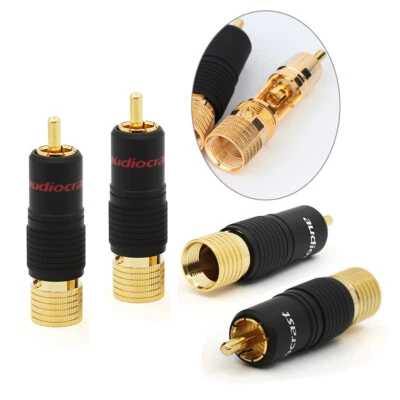 4pcs 24K Gold Plated RCA Connector Welding-free HiFi Audio RCA Cable Plug