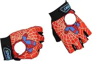 [HSKRKOW] Speidermann Meteor Children's Cycling Gloves 2-10 Years, 1 Pair of Cycling Gloves, Bike Gel, BMX Gloves for Boys (Red, D)
