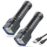 Rechargeable Flashlights 2 Pack, 4X Super Bright LED Flashlight High Lumens, ...