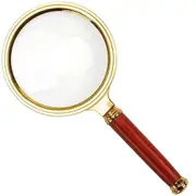 10X Handheld Magnifier Antique Mahogany Handle Magnifier Reading Magnifying Glass for Reading Book, Inspection, Coins, Insects, Rocks, Map, Crossword