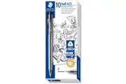 Staedtler Ballpoint Pen 423 0.7mm Fine Ice Retractable Triangular Black Box of 10