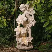 Ovewios Angel Garden Statue Outdoor, Solar Powered Resin Garden Sculptures Fairy Angel Statues Waterproof LED Lights Yard Art Decorations for Outside Patio Lawn Ornament Gardening Gifts